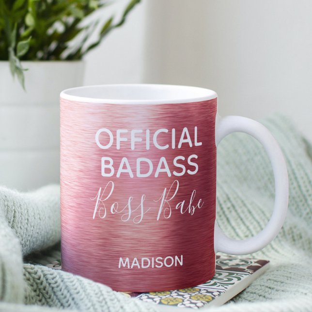 Taza De Café Jefe de Badass oficial Babe Rosa metálico Nombre d (Subido por el creador)