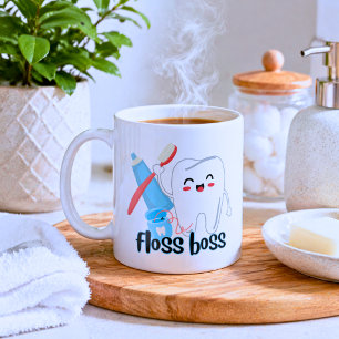Taza De Café Jefe de hilo dental lindo