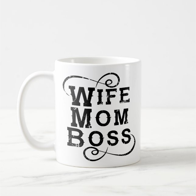 Taza De Café Jefe de mamá blanca, texto de angustia (Izquierda)