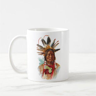 Taza De Café Jefe de Siux del Blackfoot: Muchos cuernos