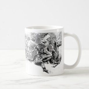 Taza De Café Jefe indio que carga en caballo: Oeste salvaje