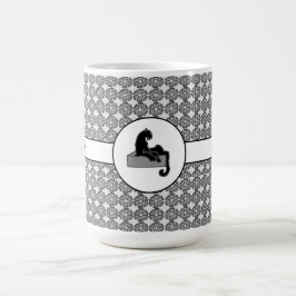 Taza De Café Jefe Lady Black Cat y Flores de patrón