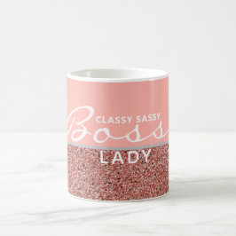 Taza De Café Jefe Lady Pink Rose Gold Purpurina