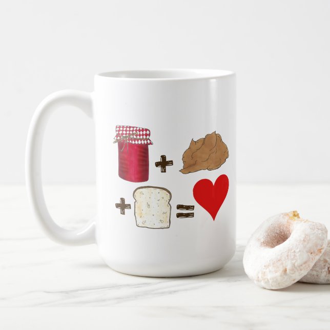 Taza De Café Jelly + Mantequilla de maní + pan = corazón de amo (Con donut)