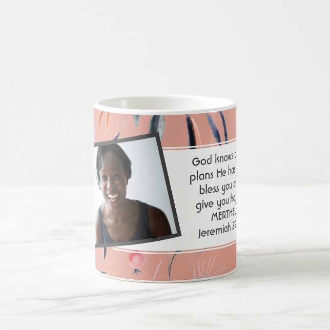 Taza De Café JEREMIAH 29:11 Plantilla de fotografía cristiana P (Centro)