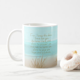 Taza De Café Jeremías 29:11 Biblia cristiana Verse Aqua Beach