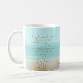 Taza De Café Jeremías 29:11 Biblia cristiana Verse Aqua Beach