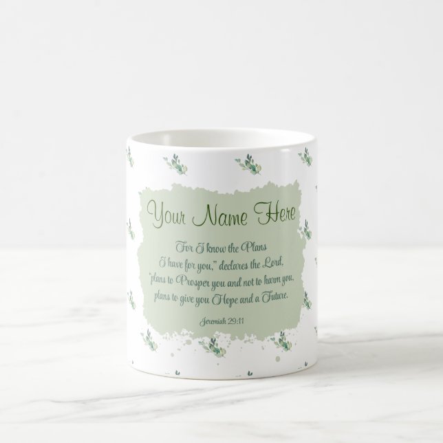 Taza De Café Jeremías 29:11 Verso de la Biblia Personalizado (Centro)