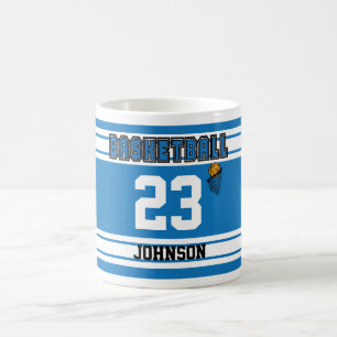 Taza De Café Jersey azul y blanco del baloncesto