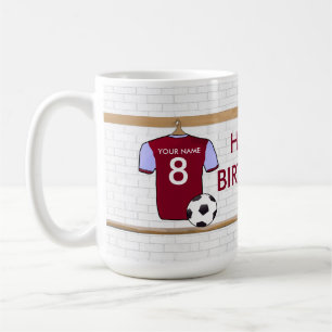 Taza De Café Jersey de fútbol azul personalizado del fútbol d