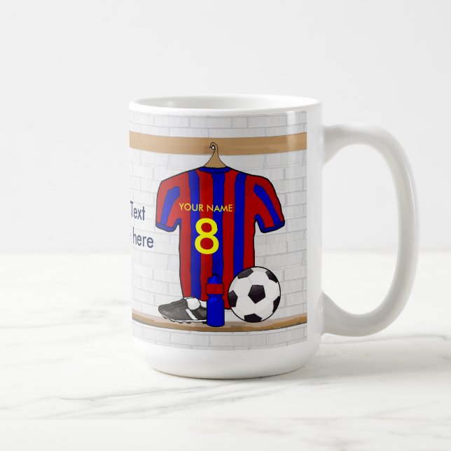 Taza De Café Jersey de fútbol rojo y azul personalizado del (Derecha)