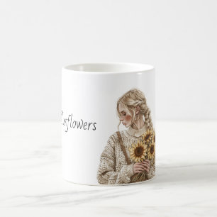 Taza De Café Jersey de Girasoles Mujer Rubio
