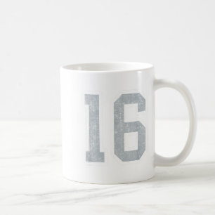 Taza De Café Jersey de jugador número 16 blanco plateado unifor