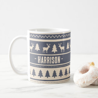 Taza De Café Jersey feo de nombre personalizado Scandi Fair Isl