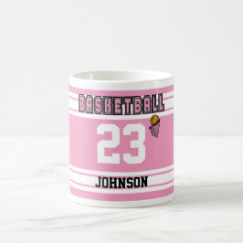 Taza De Café Jersey rosado y blanco del baloncesto