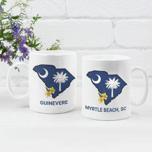 Taza De Café Jessamina Amarilla de la flor del estado de la ban