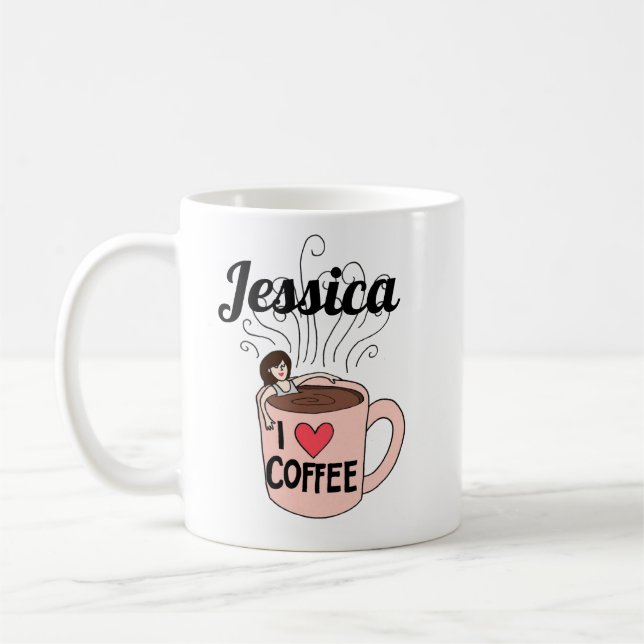 Taza De Café Jessica ama el café Mug (Izquierda)