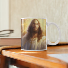 Taza De Café Jesucristo con estrellas y luz versión 5