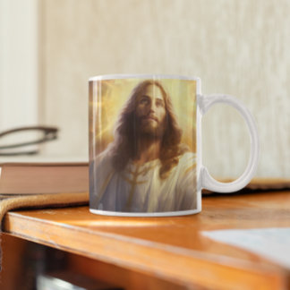Taza De Café Jesucristo con estrellas y luz versión 5