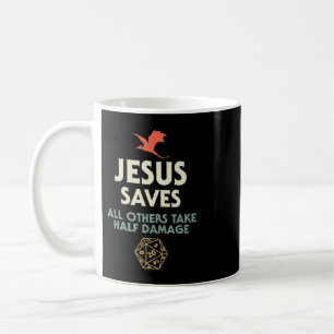 Taza De Café Jesús Ahorra DM Dragon D20 Dice Gift RPG Role Play