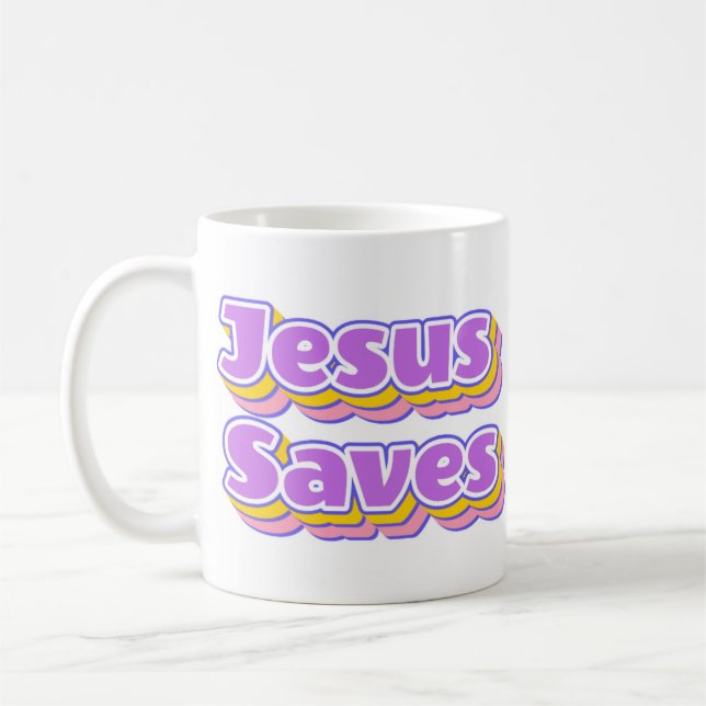 Taza De Café Jesús amarillo rosa morado salva (Izquierda)