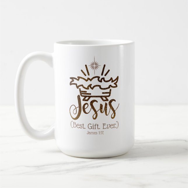 Taza De Café JESUS BEST GIFT EVER Nativity Scripture Christmas  (Izquierda)