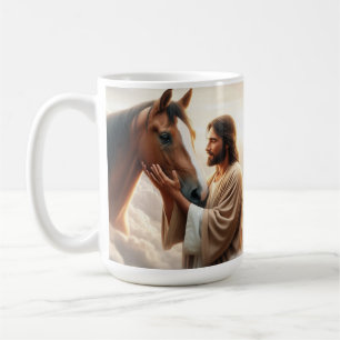 Taza De Café Jesús con caballo Arte cristiano ecuestre Fe