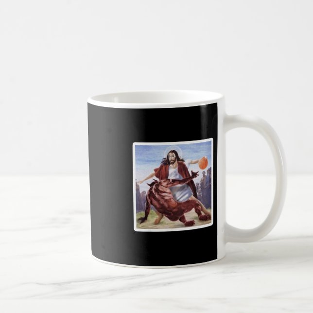 Taza De Café Jesus Crossing Up Satan Sketll  (Derecha)