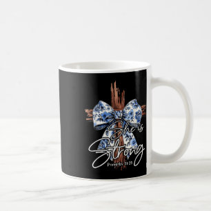 Taza De Café Jesús Cruza La Coqueta Azul Floral Bow Ella Es Fue