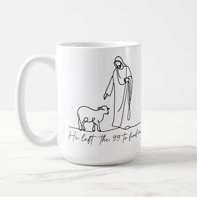 Taza De Café Jesús dejó el arte de la línea de ovejas 99 perdid (Izquierda)