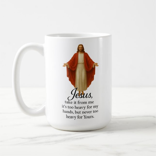 Taza De Café Jesús en Rojo y Blanco (Izquierda)