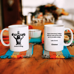 Taza De Café Jesús es el rey Personalizado negro la Biblia cris
