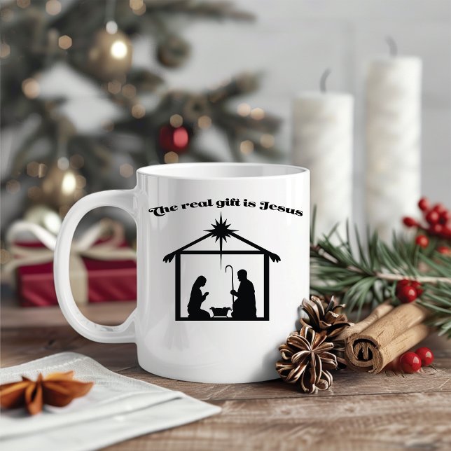 Taza De Café Jesús es el verdadero regalo Navidades natividad (Subido por el creador)