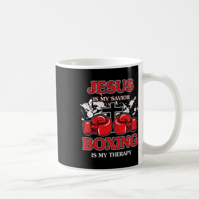 Taza De Café Jesús Es Mi Boxeo Salvador Es Mi Terapia (Derecha)