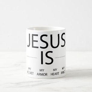 Taza De Café Jesús Es Mi Casco, Mi Armadura, Mi Corazón, Mi Men