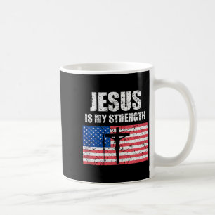Taza De Café Jesús Es Mi Fuerza Bandera De Estados Unidos Arte