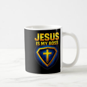 Taza De Café Jesús Es Mi Jefe Escudo Cristiano Superhéroe _5