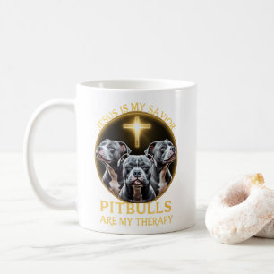 Taza De Café Jesús Es Mi Salvador Pitbulls Es Mi Divertido Tera