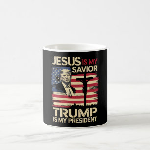 Taza De Café Jesús Es Mi Salvador Trump Es Mi Presidente Bander