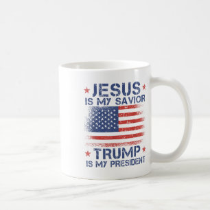 Taza De Café Jesús Es Mi Salvador Trump Es Mi Presidente Retro