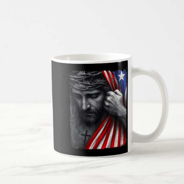 Taza De Café Jesus Faith Cross Crown America Puerto Rico Herita (Derecha)