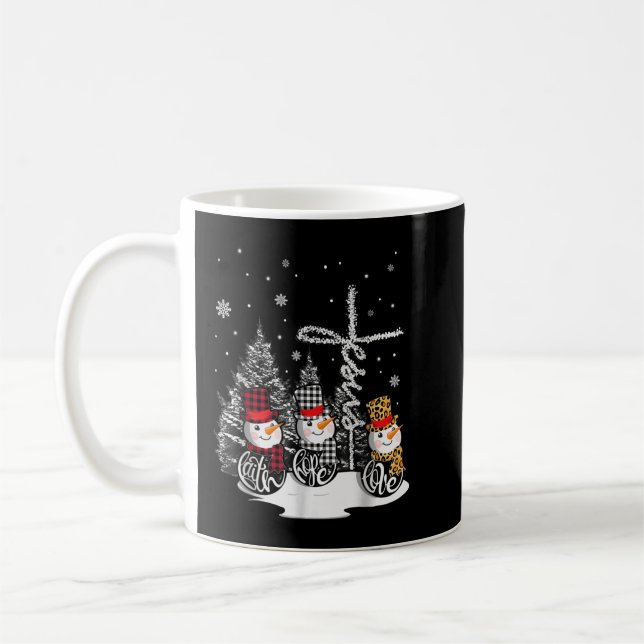 Taza De Café Jesus Faith Hope Love Snowman Navidades Christian (Izquierda)