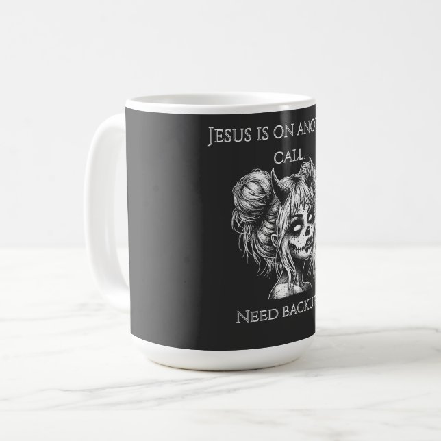 Taza De Café Jesus Is on Another Phone – Succubus Backup (Anverso izquierdo)