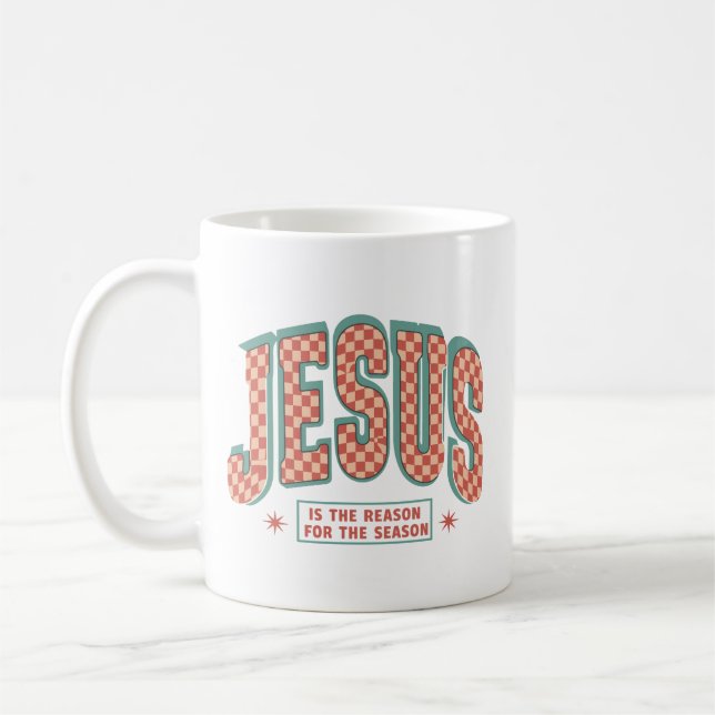 Taza De Café Jesus Is The Reason Christmas Christian Retro  (Izquierda)