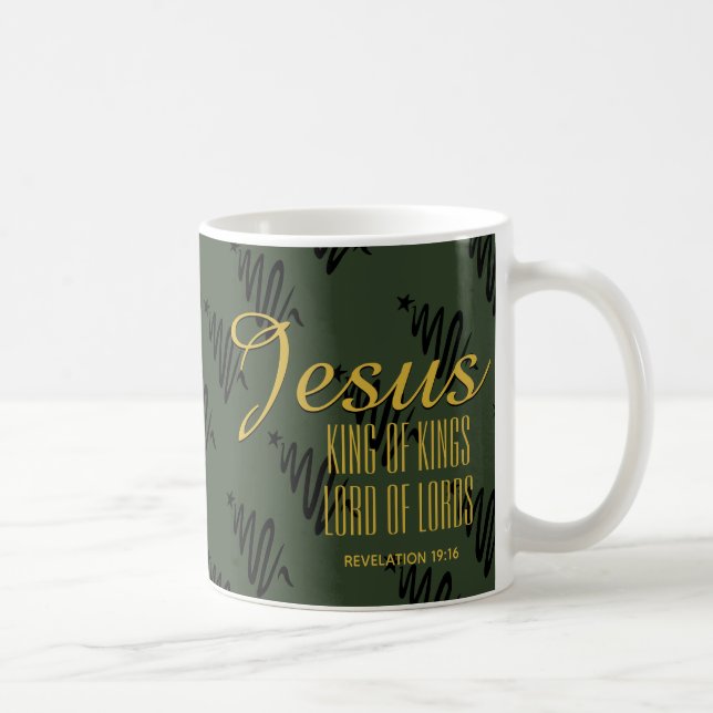 Taza De Café JESUS KING OF KINGS Navidades cristianos Green (Derecha)