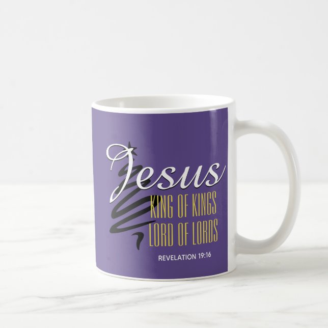 Taza De Café JESUS KING OF KINGS Navidades Púrpura (Derecha)