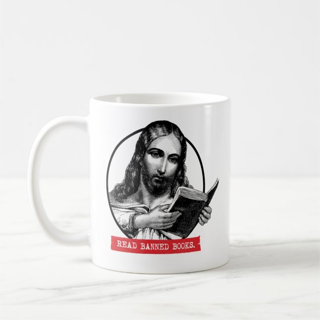 Taza De Café Jesús Lee Libros Prohibidos (Izquierda)