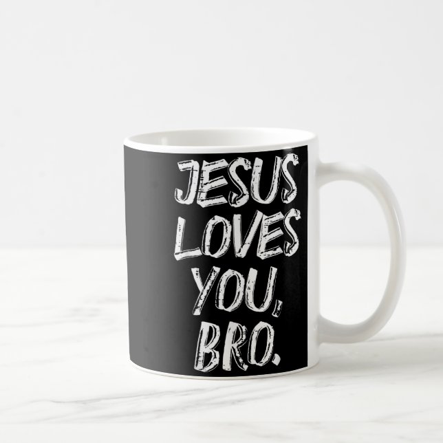 Taza De Café Jesus Loves Bro Religious God Jesus Christian Kids (Derecha)