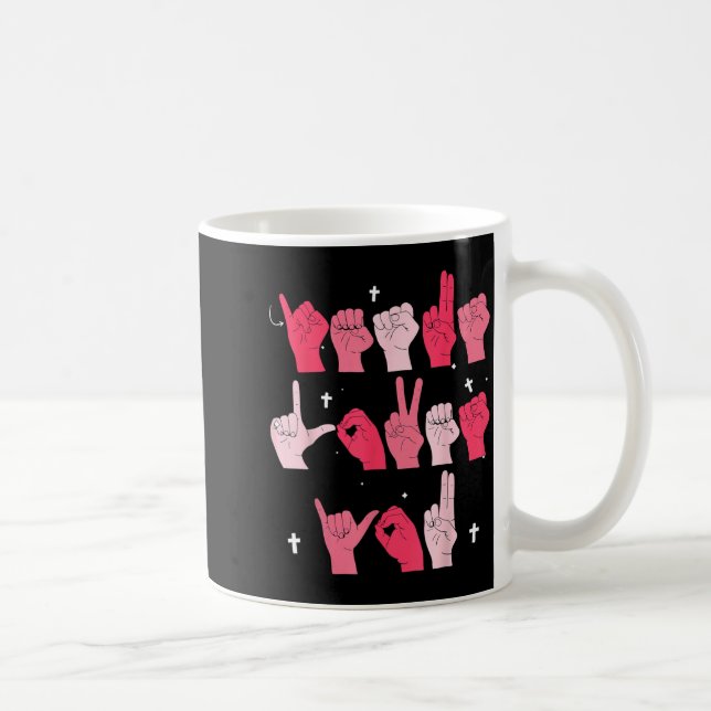 Taza De Café Jesus Loves You Asl Sign Language Christian Valent (Derecha)