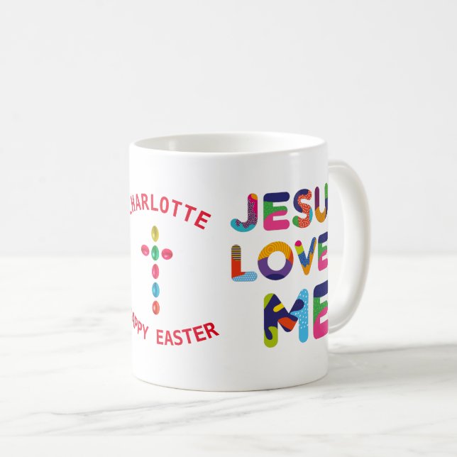 Taza De Café Jesús Me Ama Elegante Café Personalizable Mug (Anverso derecho)
